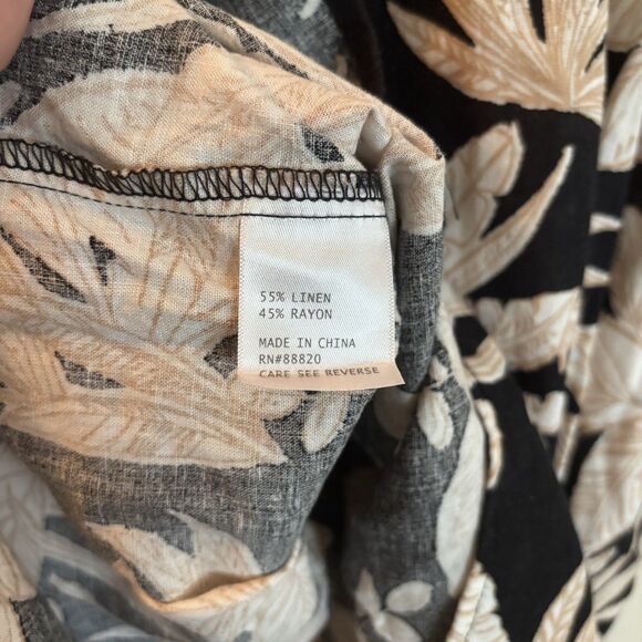 Nicole Miller NY Women's Large Sleeveless Linen Top Tank Beige Black High Neck - Picture 4 of 5